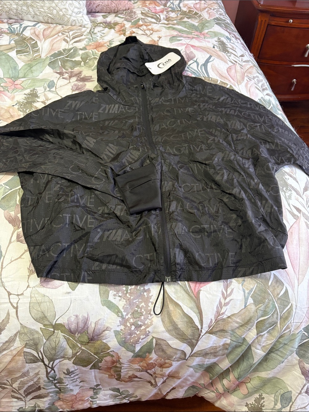 ZYIA Black Hooded Lightweight Bomber